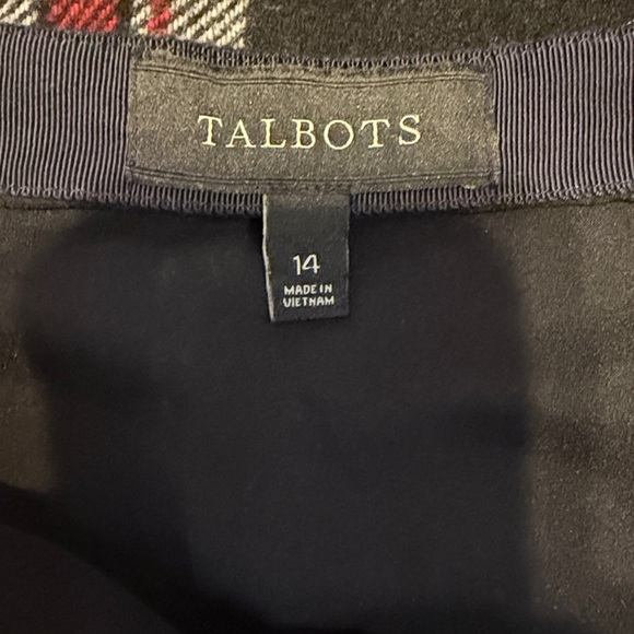 Talbots women’s 14 large skirt Black Red Plaid Mini knee wool causal business - Picture 6 of 9
